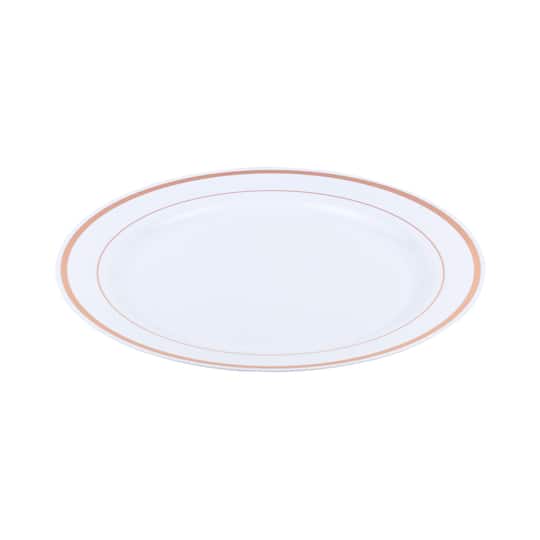 10.5&#x22; Rose Gold &#x26; White Plastic Plates by Celebrate It&#x2122;, 10ct.